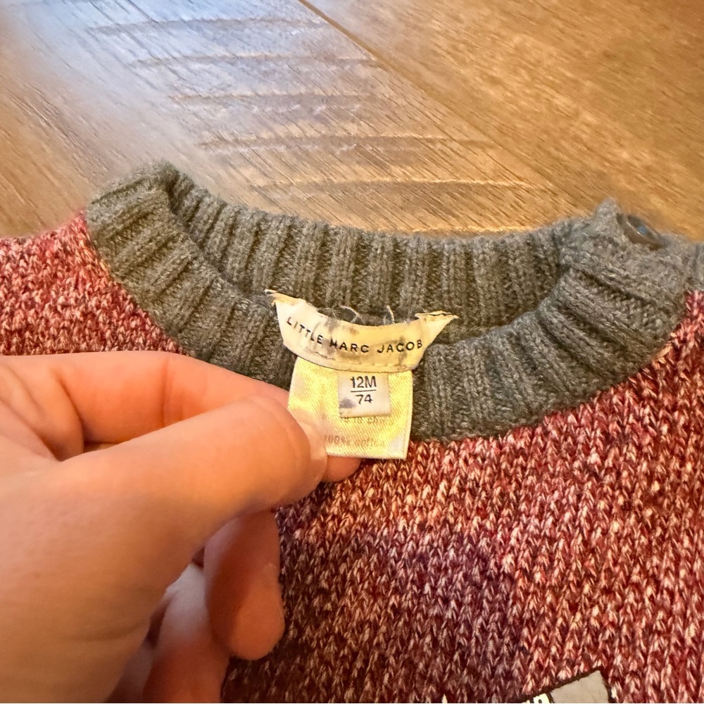 12m Little Marc Jacobs Red and Gray Knit Sweater - Picture 2 of 2